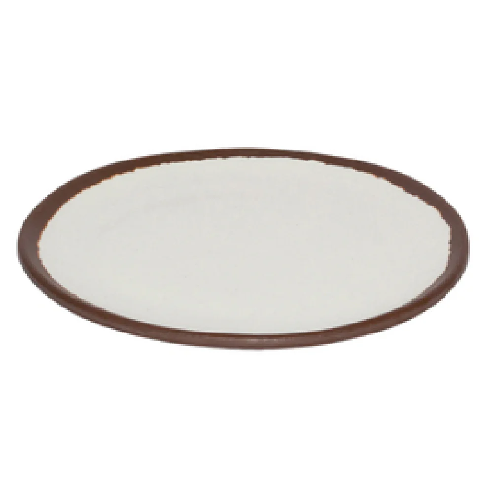 GET Enterprises P-55-CRM 5-1/2 Inch Round Plate Melamine Cream and Brown Trim