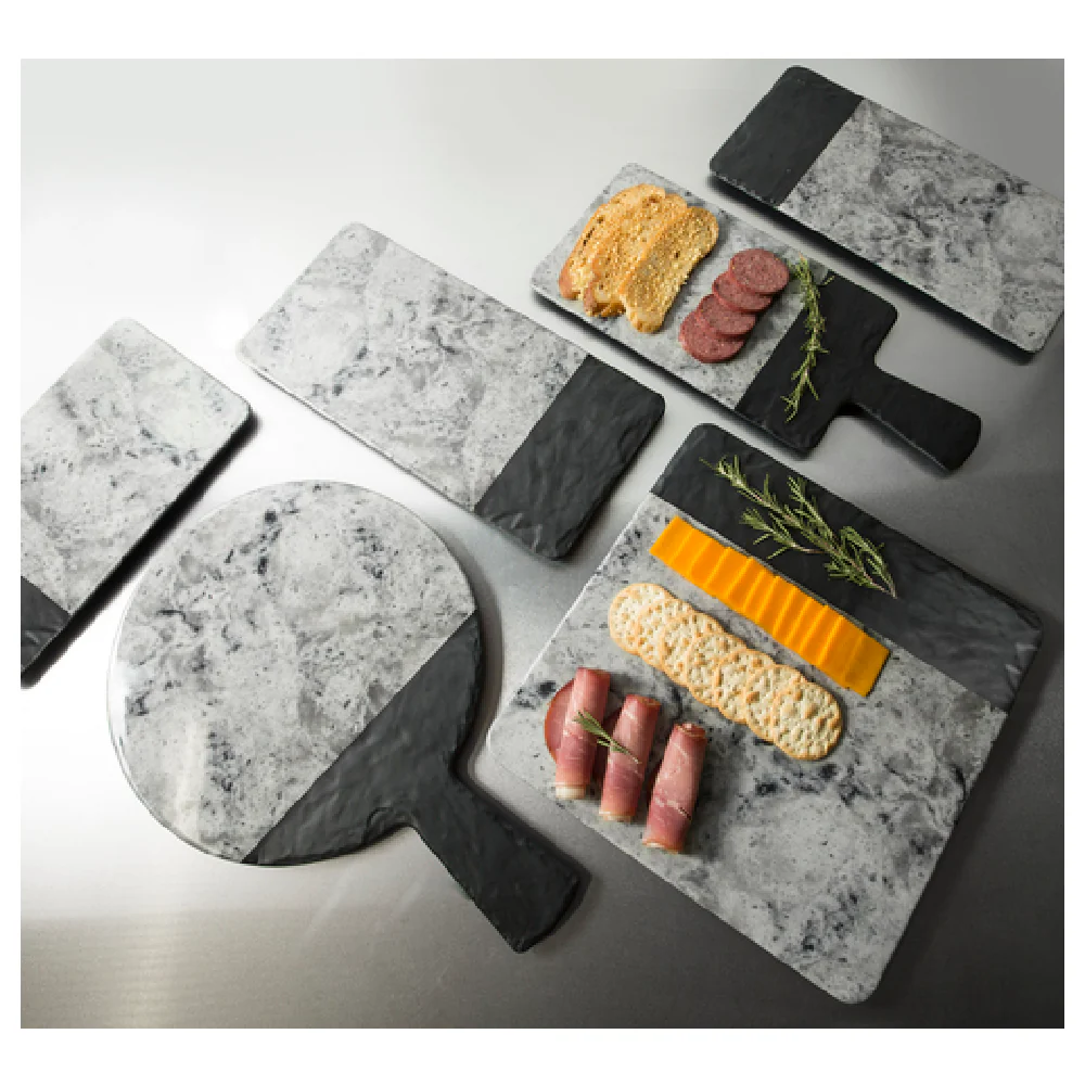 GET Enterprises M127RCSM-BH 12 Inch Melamine Serving Board Black Slate and Faux Marble GET Enterprises M127RCSM-BH 12 Inch Melamine Serving Board Black Slate and Faux Marble