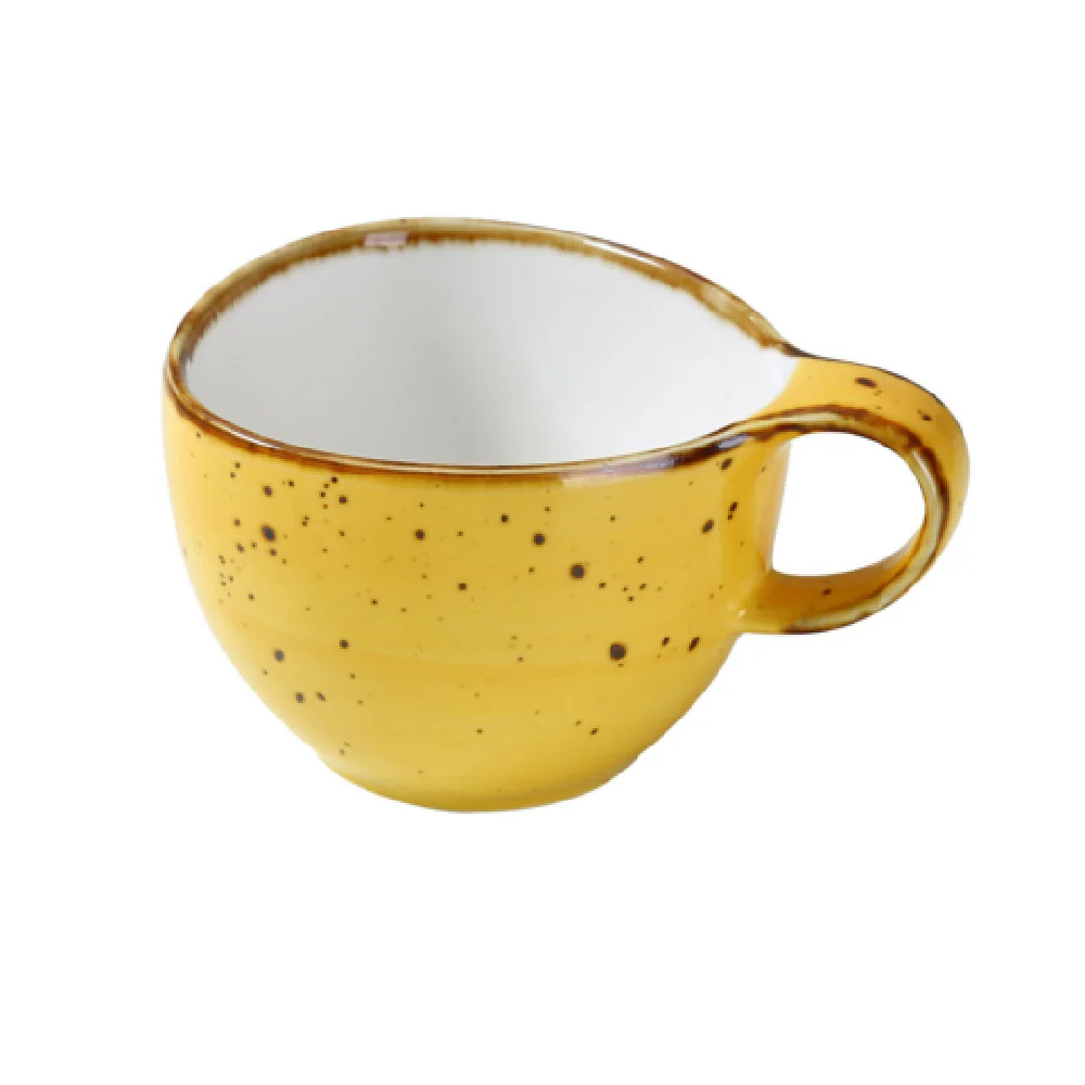 Yanco LY-001YL 7 Oz Yellow Porcelain Coffee Tea Cup with Handle - Case Yanco LY-001YL 7 Oz Yellow Porcelain Coffee Tea Cup with Handle - Case