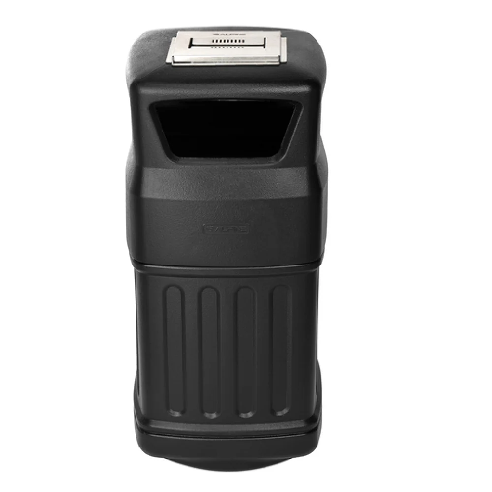 Alpine Industries ALP474-16-AU 14 Inch Trash Can with Ash Urn Black Metal