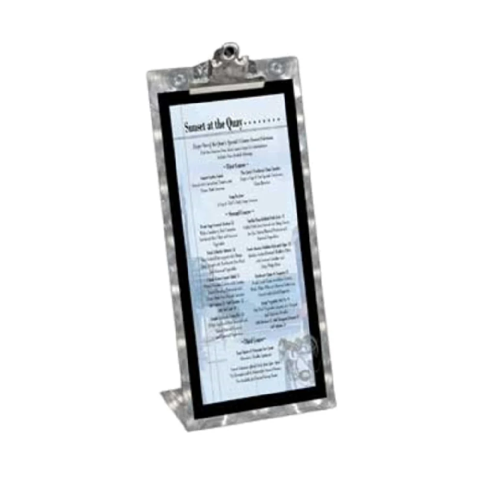 Menu Solutions MTCL-46_SWIRL 4 Inch X 6 Inch Table Tent Aluminum With Clip Menu Solutions MTCL-46_SWIRL 4 Inch X 6 Inch Table Tent Aluminum With Clip