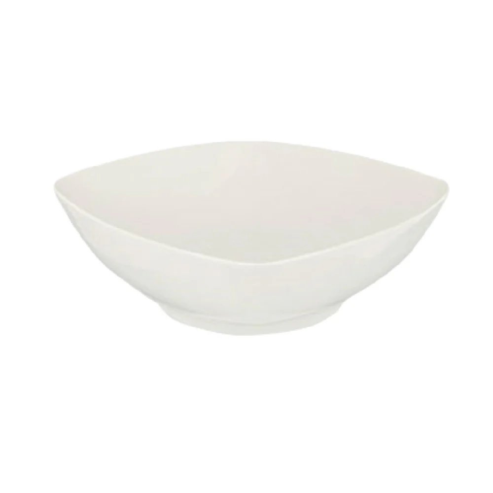 Crestware QUA4 Bowl 140 Oz with Curved Square Design in Ceramic Pearl White