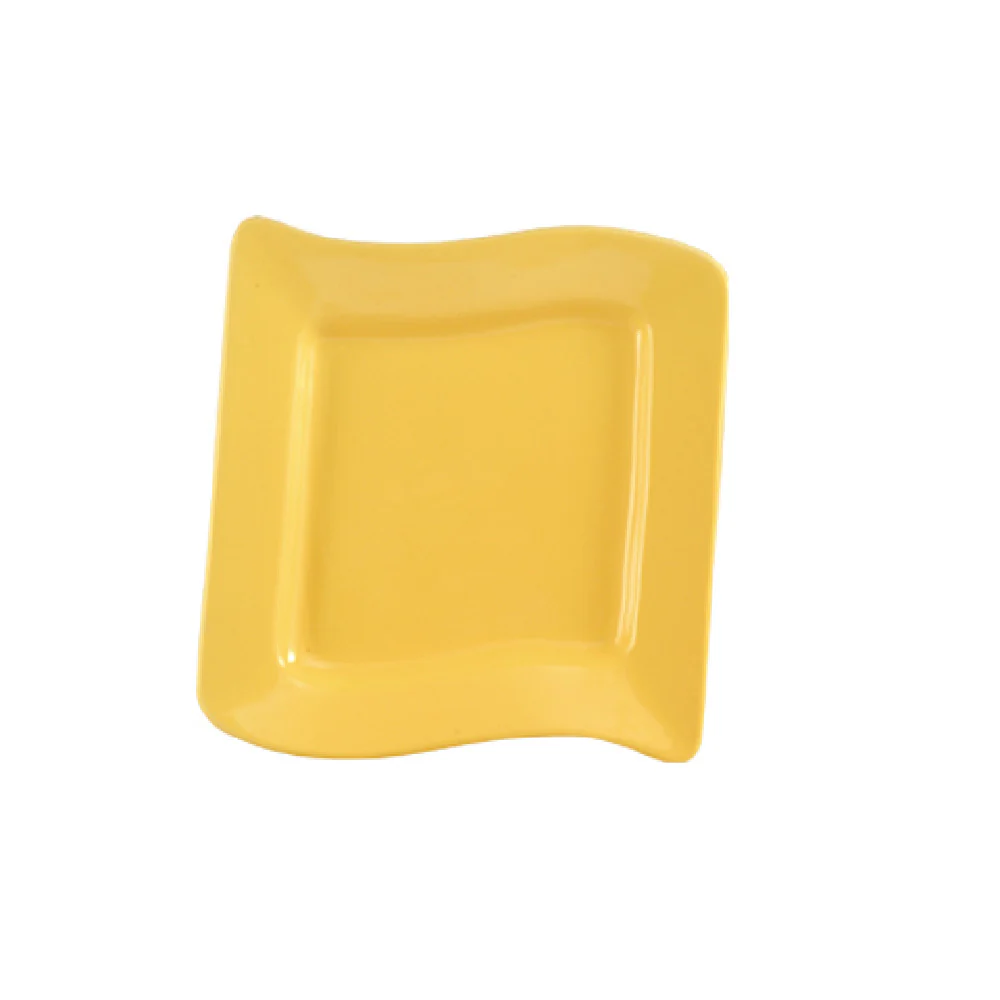 CAC China SOH-8-Y 8-1/2 Inch Square Plate Wavy Ceramic Yellow