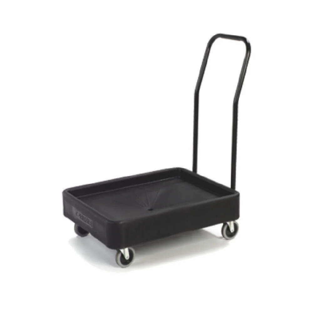Carlisle XDL3000H03 28 Inch Platform Heavy Duty Food Carrier Dolly with Push Handle Black Polyethylene Carlisle XDL3000H03 28 Inch Platform Heavy Duty Food Carrier Dolly with Push Handle Black Polyethylene