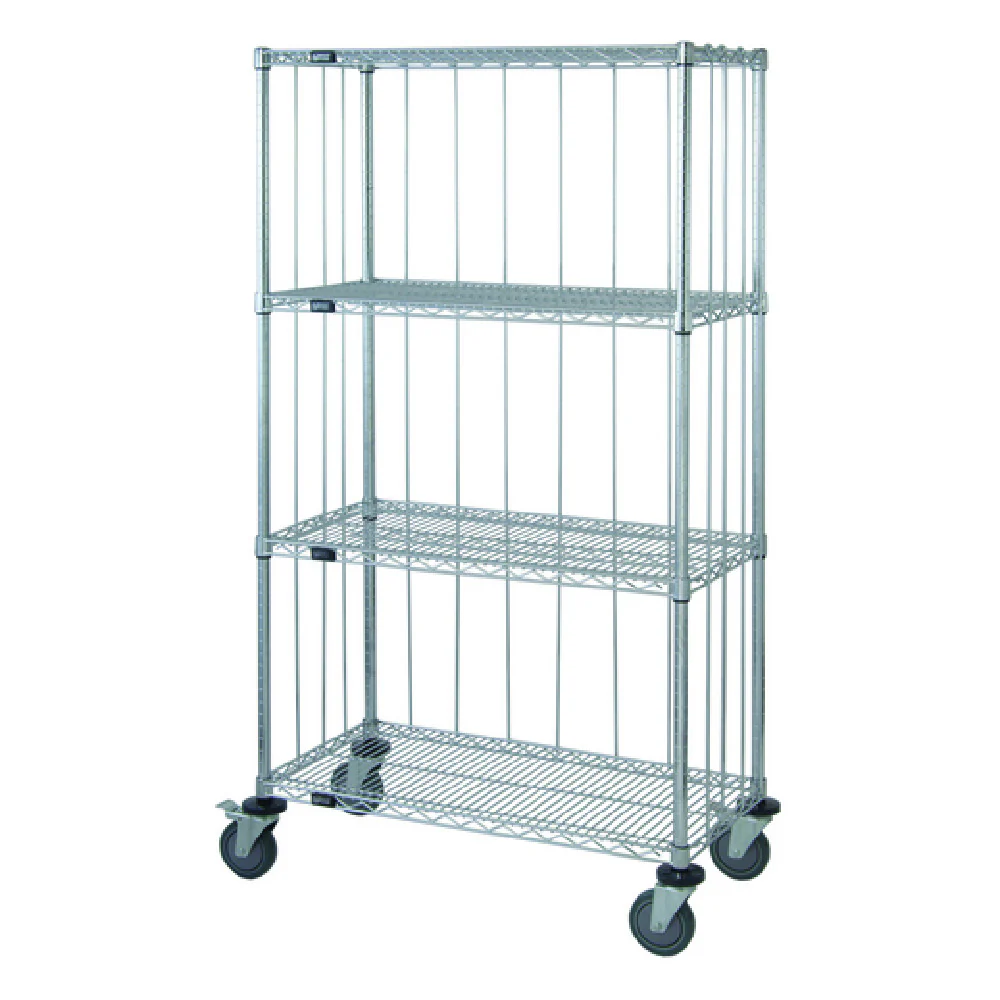Quantum M1848C47RE 48 Inch Mobile Enclosure Cart with 4 Wire Shelves Chrome Finish
