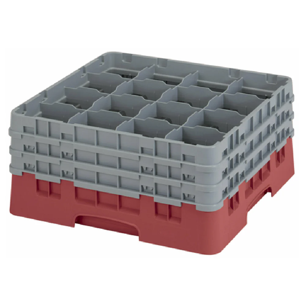 Cambro 16S738416 Full Size 19-3/4 Inch Glass Rack with 3 Soft Gray Extenders