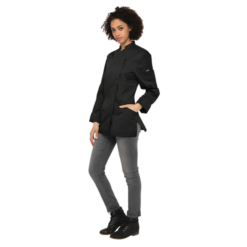 Chef Works CES03W-BLK-XS Chef's Coat Women's Slim Fit Long Sleeve Black Chef Works CES03W-BLK-XS Chef's Coat Women's Slim Fit Long Sleeve Black