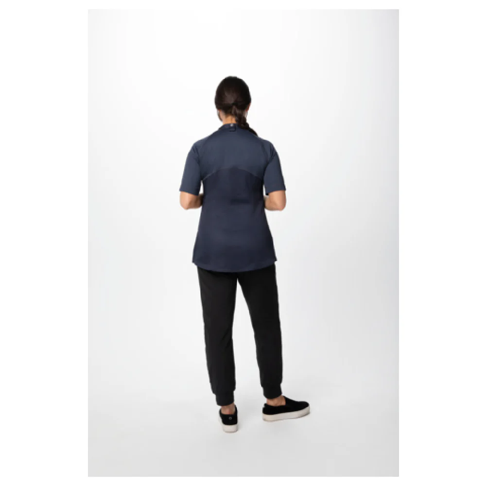 Chef Works CBZ04W-GRY-L 37 Inch Women's Arcadia Chef Coat Short Sleeve with Zipper Chef Works CBZ04W-GRY-L 37 Inch Women's Arcadia Chef Coat Short Sleeve with Zipper