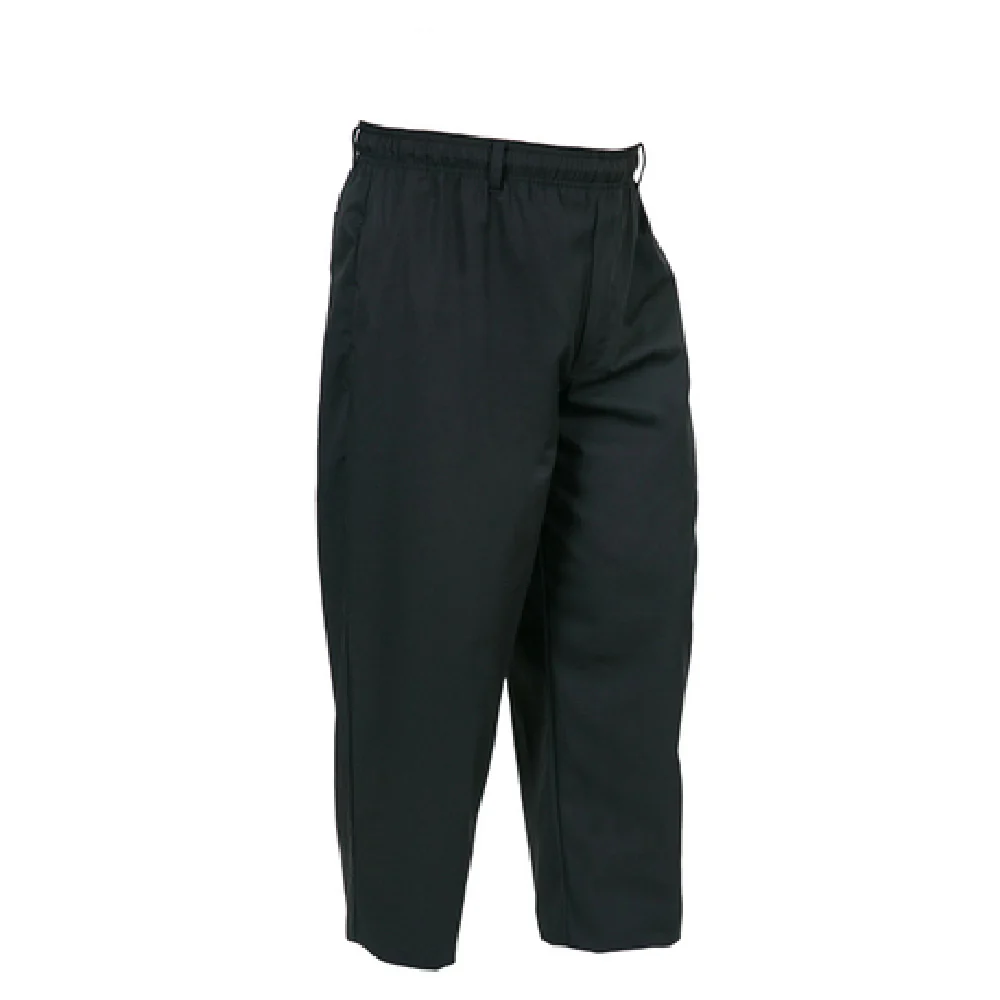 Mercer Culinary M60050BK5X 5XL Unisex Chef Pants Elastic Waist Black Poly Cotton