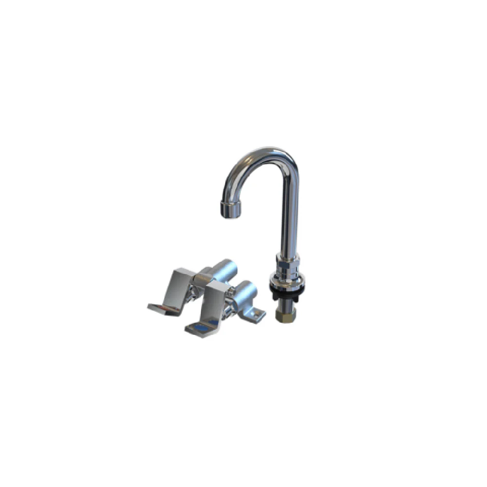 NBR Equipment P5F2-DS3G Single Hole Foot Valve with 3-1/2 Inch Gooseneck Spout
