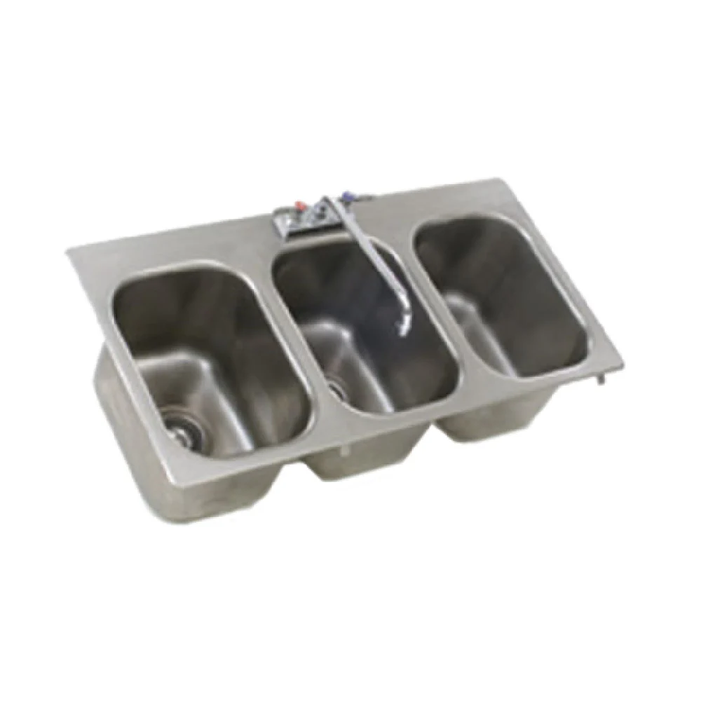 Eagle SR10-14-9.5-3-3VP 10 Inch Three Compartment Drop-In Sink Stainless Steel