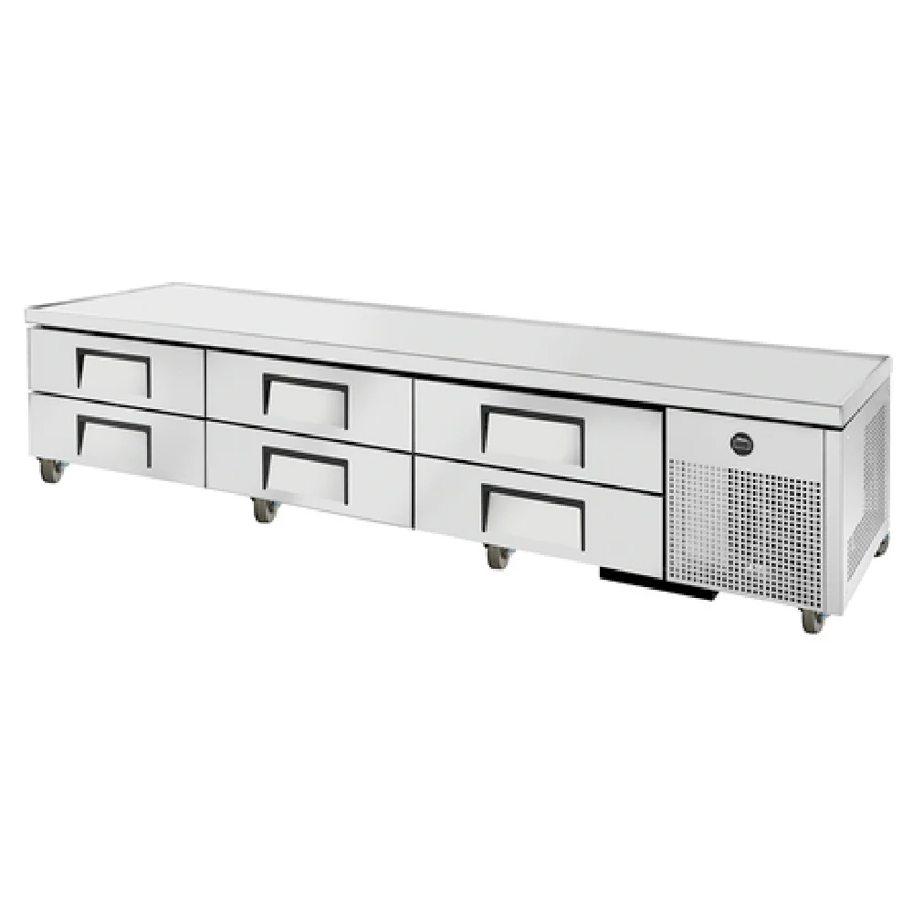 True Refrigeration TRCB-110 110 Inch Refrigerated Chef Base 1/3 HP Stainless Steel with 6 Drawers True Refrigeration TRCB-110 110 Inch Refrigerated Chef Base 1/3 HP Stainless Steel with 6 Drawers