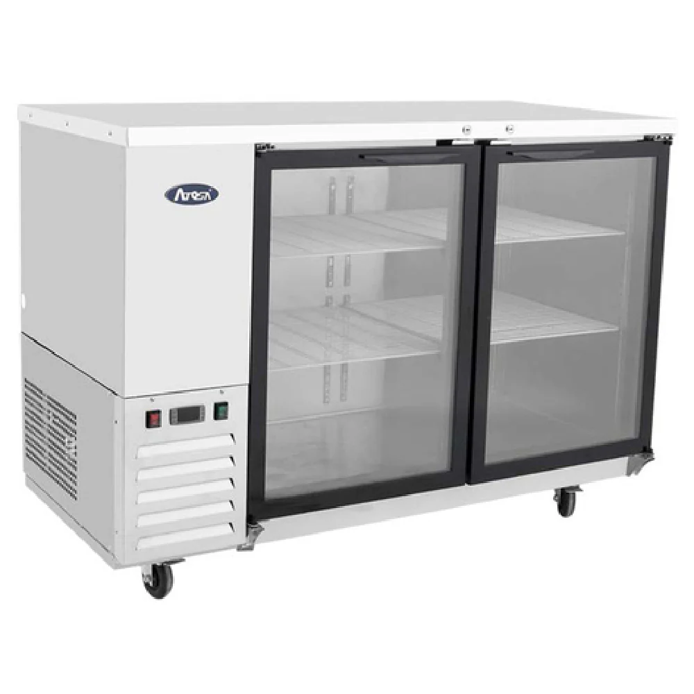 Atosa SBB59GGRAUS1 57-Inch Back Bar Cooler Two-section 15 cu ft Stainless Steel with Glass Doors