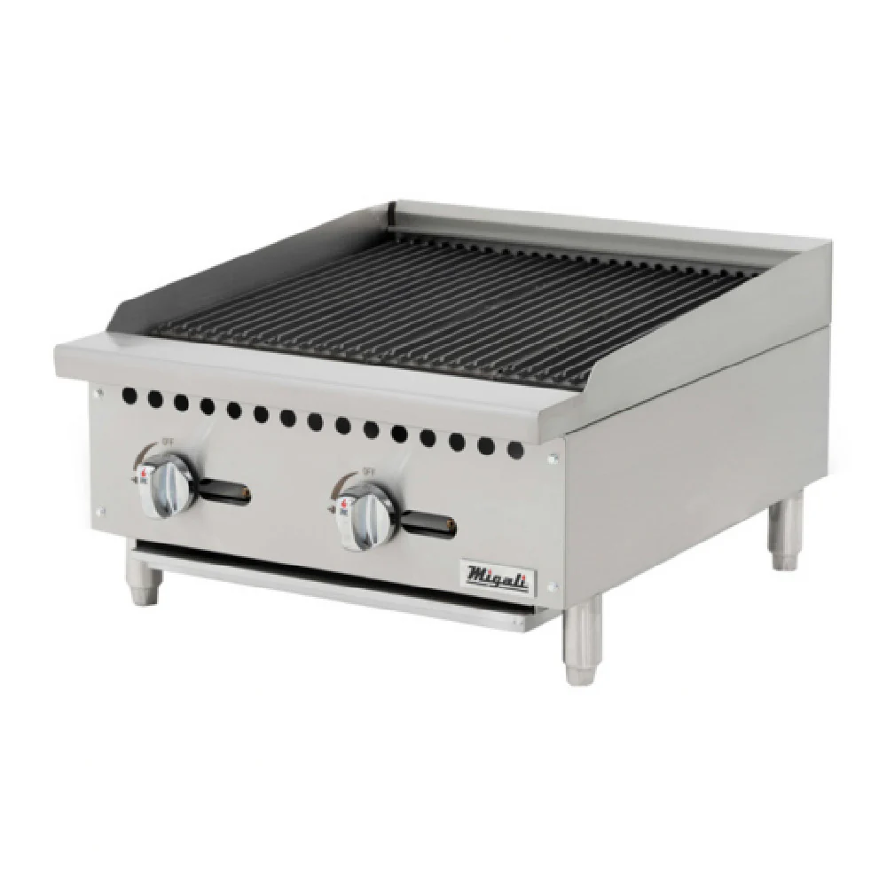 Migali Industries C-RB24 24 Inch Charbroiler Gas Countertop with 2 Burners 70000 BTU Migali Industries C-RB24 24 Inch Charbroiler Gas Countertop with 2 Burners 70000 BTU