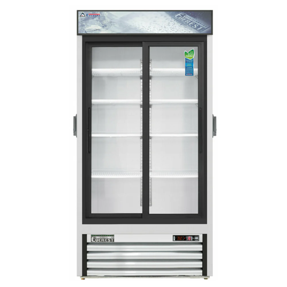 Everest Refrigeration EMGR33C 39 Inch Reach-In Glass Door Refrigerator Electric with Epoxy Coated Wire Shelves White Coated Steel Everest Refrigeration EMGR33C 39 Inch Reach-In Glass Door Refrigerator Electric with Epoxy Coated Wire Shelves White Coated Steel
