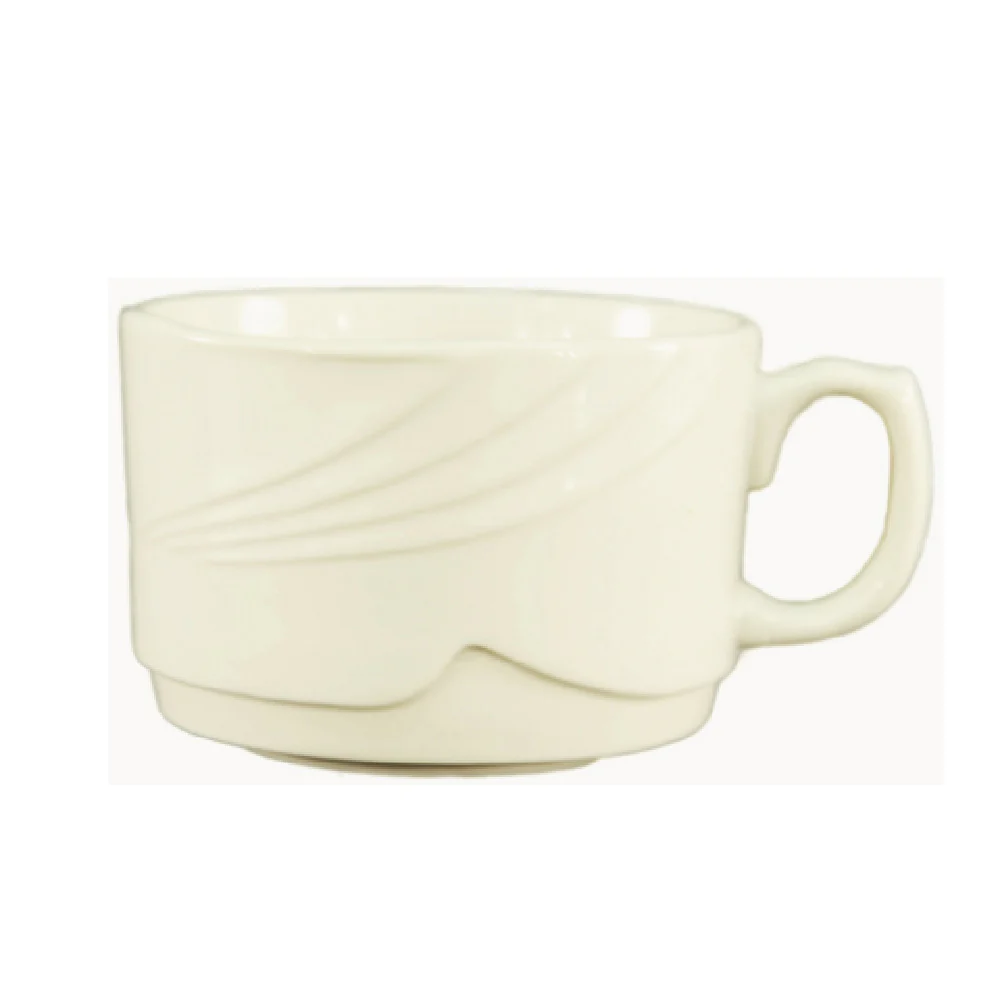 CAC China GAD-56 15 Oz Porcelain Coffee Cup Round Stacking Bone White