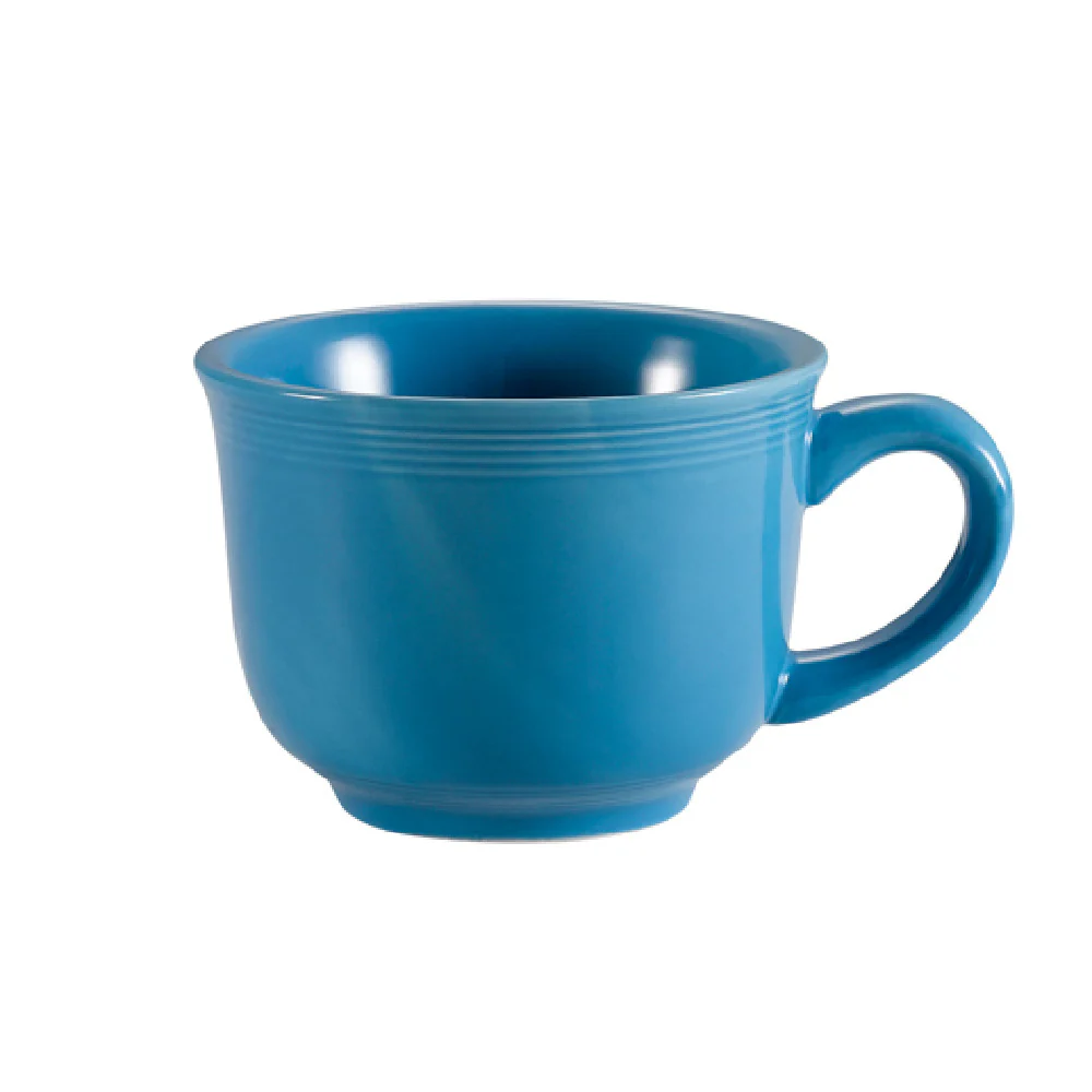 CAC China TG-1-PCK 7-1/2 Oz. Round Coffee Cup Porcelain Embossed Peacock