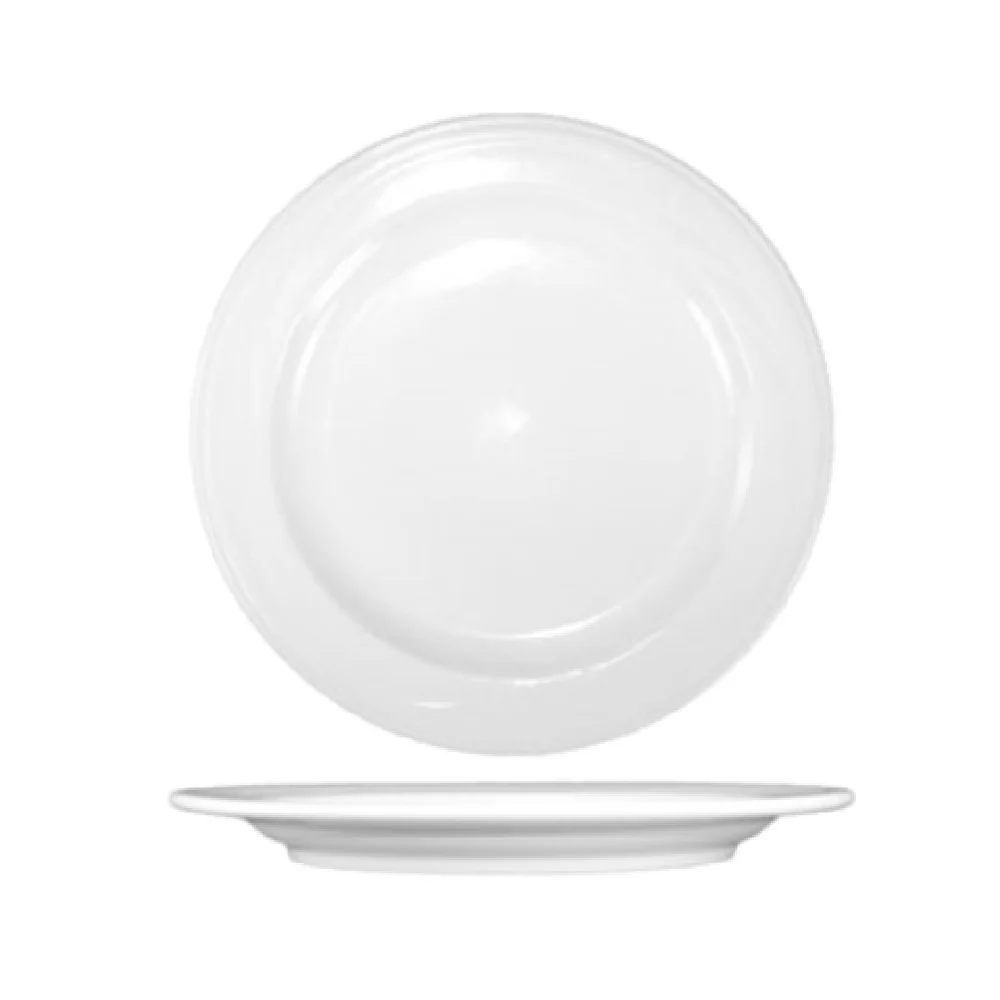 International Tableware AM-16 10-5/8 Inch Diameter Rolled Edge Plate Porcelain Lead Free