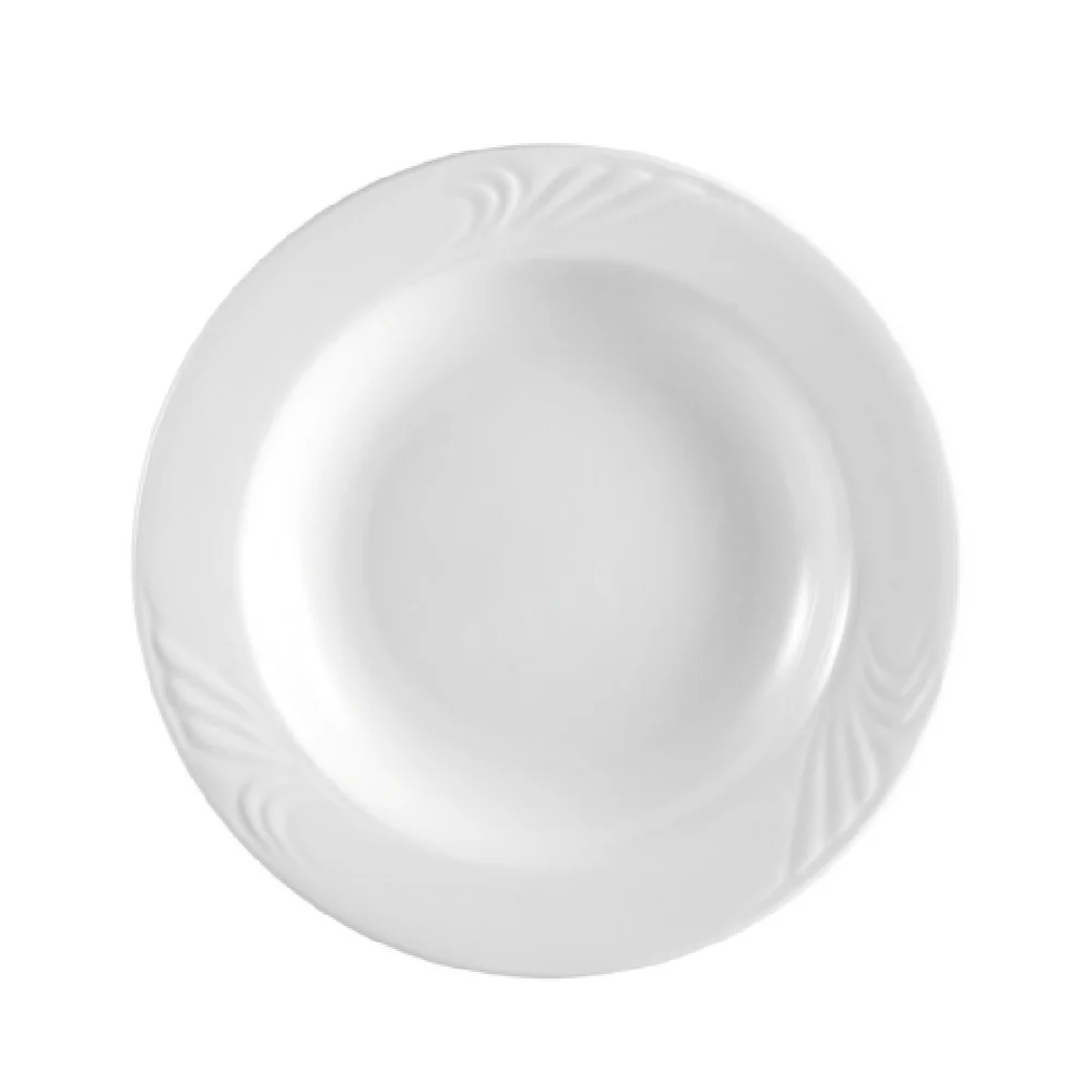 CAC China RSV-110 10-3/4 Inch Round Pasta Bowl 20 Oz Porcelain with Embossed Design CAC China RSV-110 10-3/4 Inch Round Pasta Bowl 20 Oz Porcelain with Embossed Design