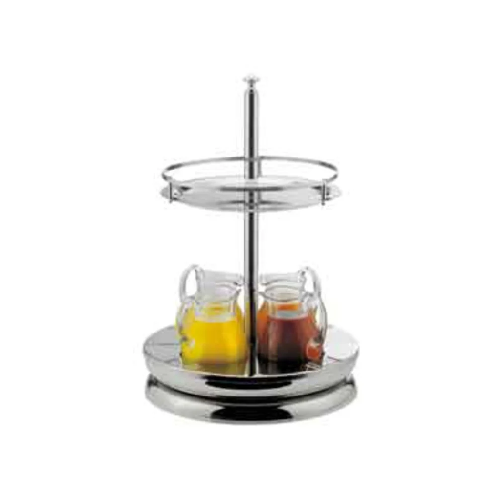 BauscherHepp 12.2261.0000 20-5/16 Diam 2-tier Revolving Display Stand Stainless Steel