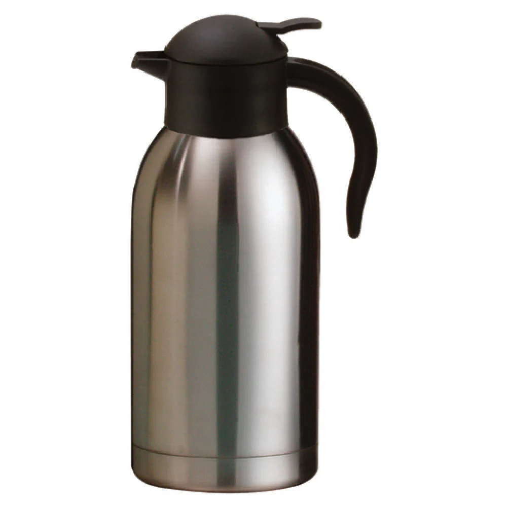 Service Ideas SJ20SS 5 Inch 2 Liter 67.7 Oz SteelVac Slim Carafe with Push Button Lid