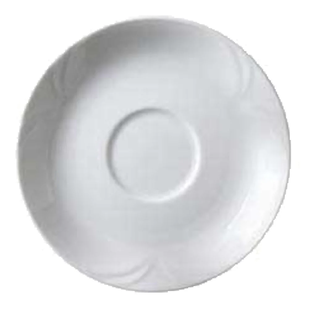 Vertex China PA-2 6 Inch Saucer Round Embossed Polished Porcelain Bright White Vertex China PA-2 6 Inch Saucer Round Embossed Polished Porcelain Bright White