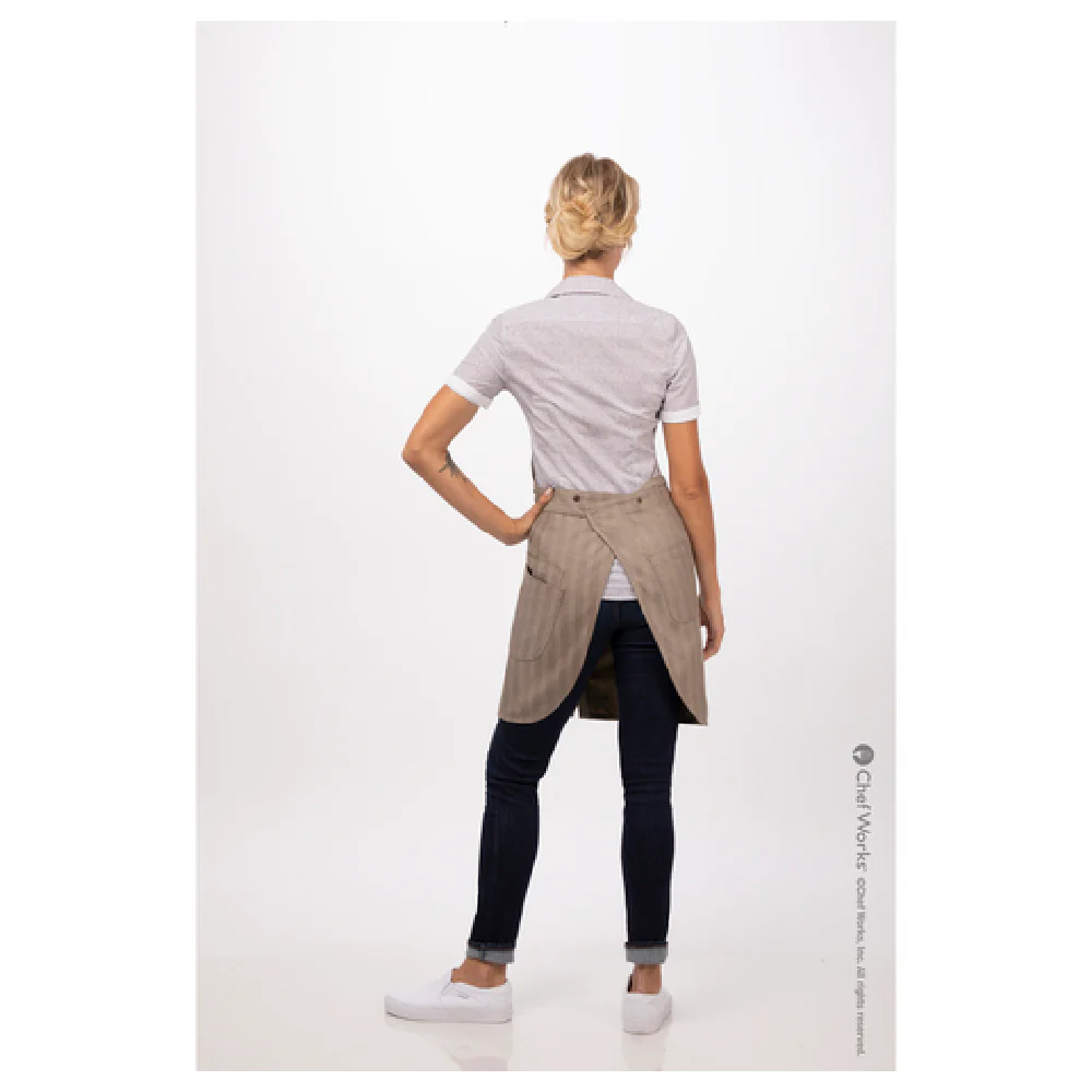 Chef Works ABS02-TAU-0 38W Adjustable Neck Strap Bib Apron Taupe Poly Cotton Chef Works ABS02-TAU-0 38W Adjustable Neck Strap Bib Apron Taupe Poly Cotton