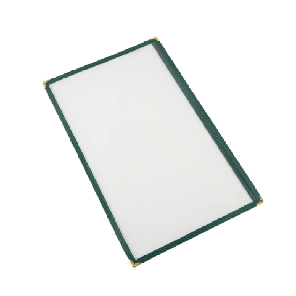 CAC China MCP1-914GN 8-1/2 Inch Legal Size Menu Cover Vinyl with Brass Corners CAC China MCP1-914GN 8-1/2 Inch Legal Size Menu Cover Vinyl with Brass Corners