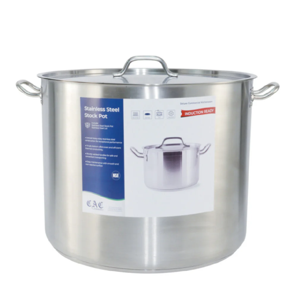 CAC China STKP-83 83 Quarts Stainless Steel Stock Pot With Lid Induction Ready CAC China STKP-83 83 Quarts Stainless Steel Stock Pot With Lid Induction Ready
