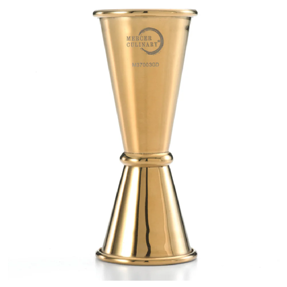 Mercer Culinary M37003GD 1 Oz and 1-1/2 Oz Jigger Gold Plated Stainless Steel with Internal Marking Lines