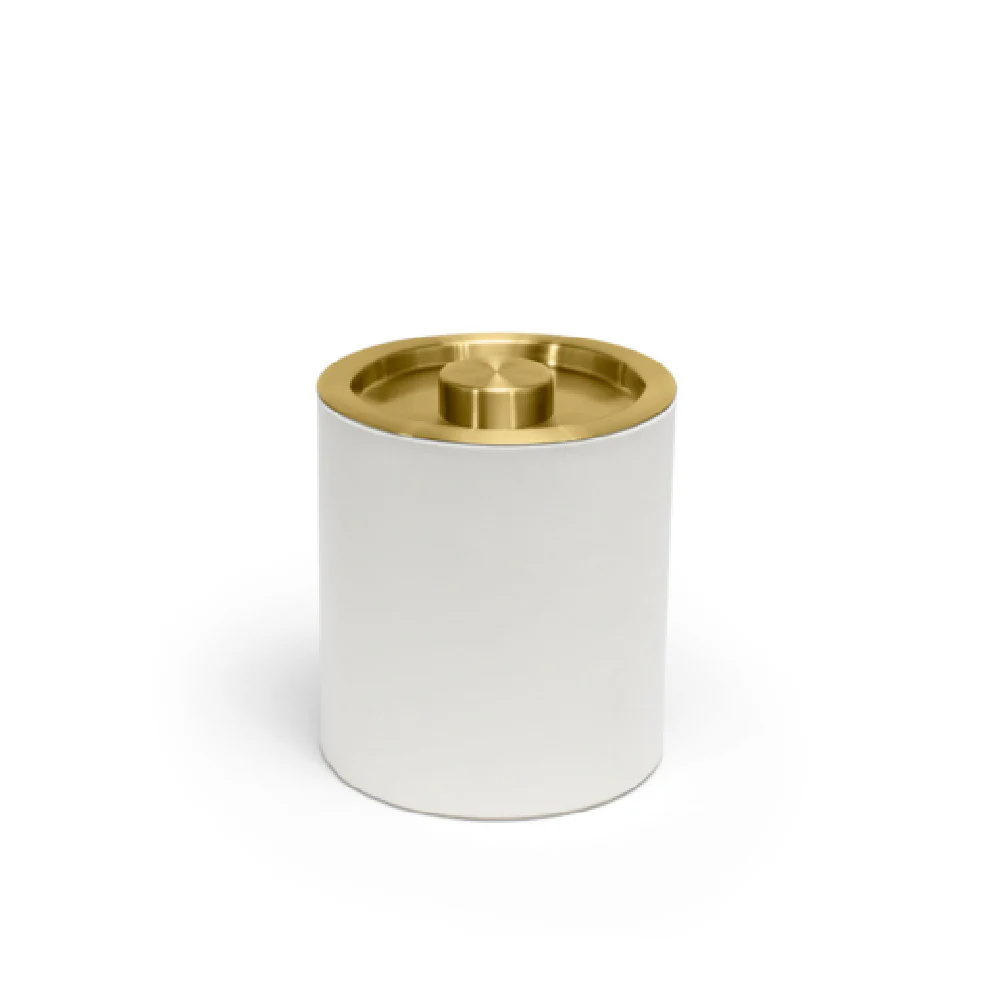 FOH RIB062WHL21 2qt Round London Ice Bucket White With Matte Brass Lid Includes One RIB014WHL21-BTM 2qt Round London Ice Bucket Base White FOH RIB062WHL21 2qt Round London Ice Bucket White With Matte Brass Lid Includes One RIB014WHL21-BTM 2qt Round London Ice Bucket Base White