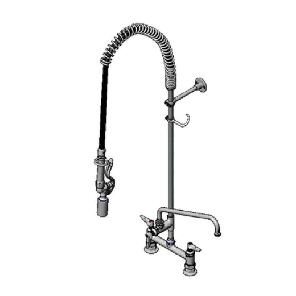 T&S Brass B-0123-ADF12-BJ 8 Inch EasyInstall Pre-Rinse Faucet Assembly with Add On Faucet