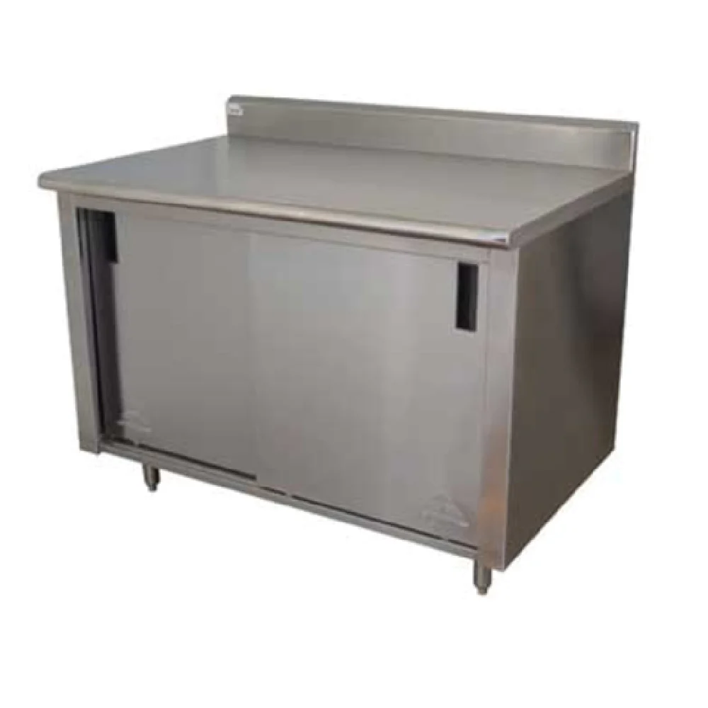 Advance Tabco CK-SS-249 108 Inch Work Table Stainless Steel Cabinet Base with Sliding Doors
