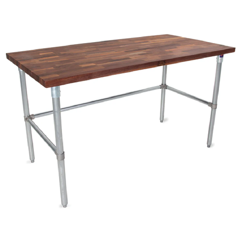 John Boos WAL-JNB09-O 60 Inch Work Table Wood Top Galvanized Steel American Black Walnut Finish