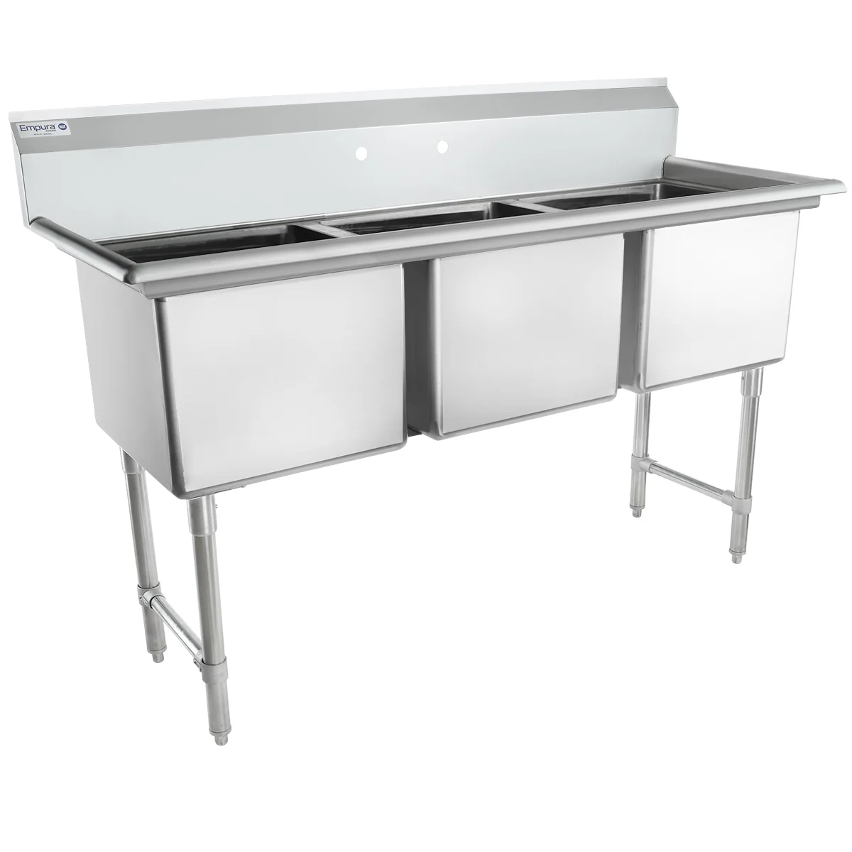 Empura EHD31818 63 Inch Three Compartment Heavy Duty Sink 16 Gauge Stainless Steel
