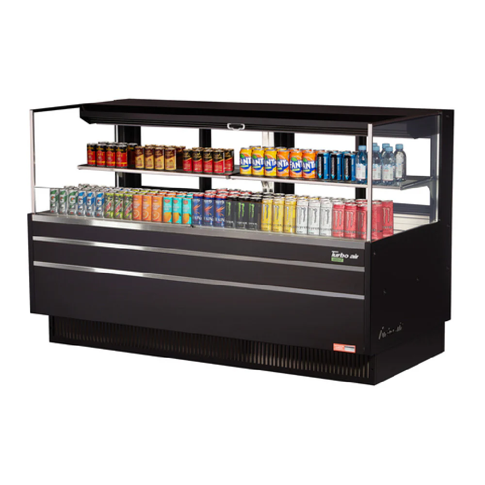 Turbo Air TOM-72L-UFD-B-2S-N 70 Inch Low-profile Merchandiser 15.8 cu ft Stainless Steel with Glass Shelves