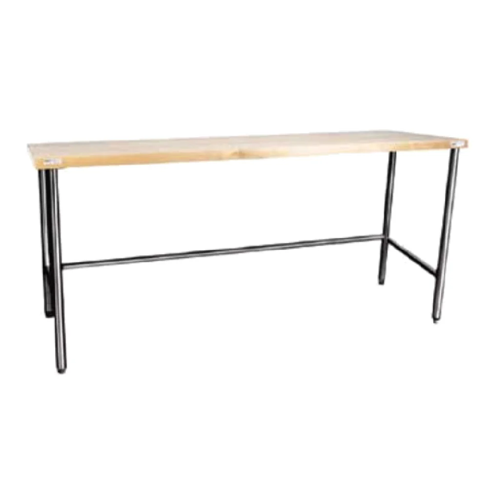Winholt WTS3660 60 Inch Work Table Open Bar Style Laminated Maple Stainless Steel