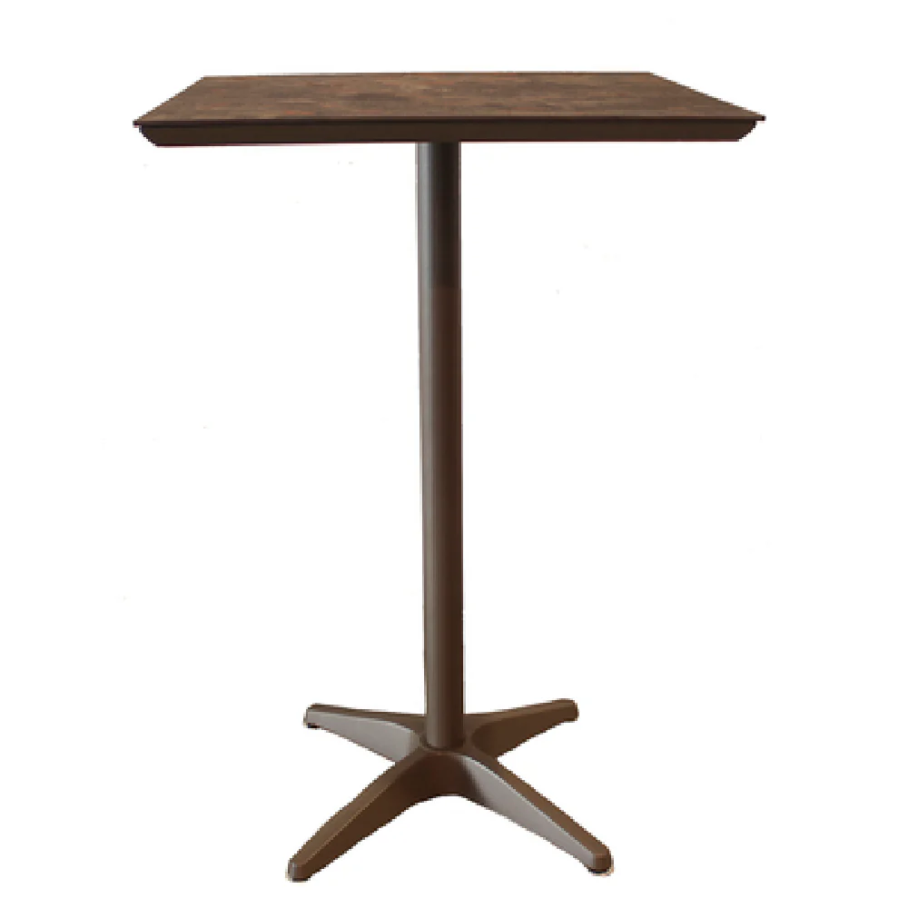 Grosfillex U3402599 28 Inch Square Outdoor Table Bar Height Aluminum Base and Laminate Top