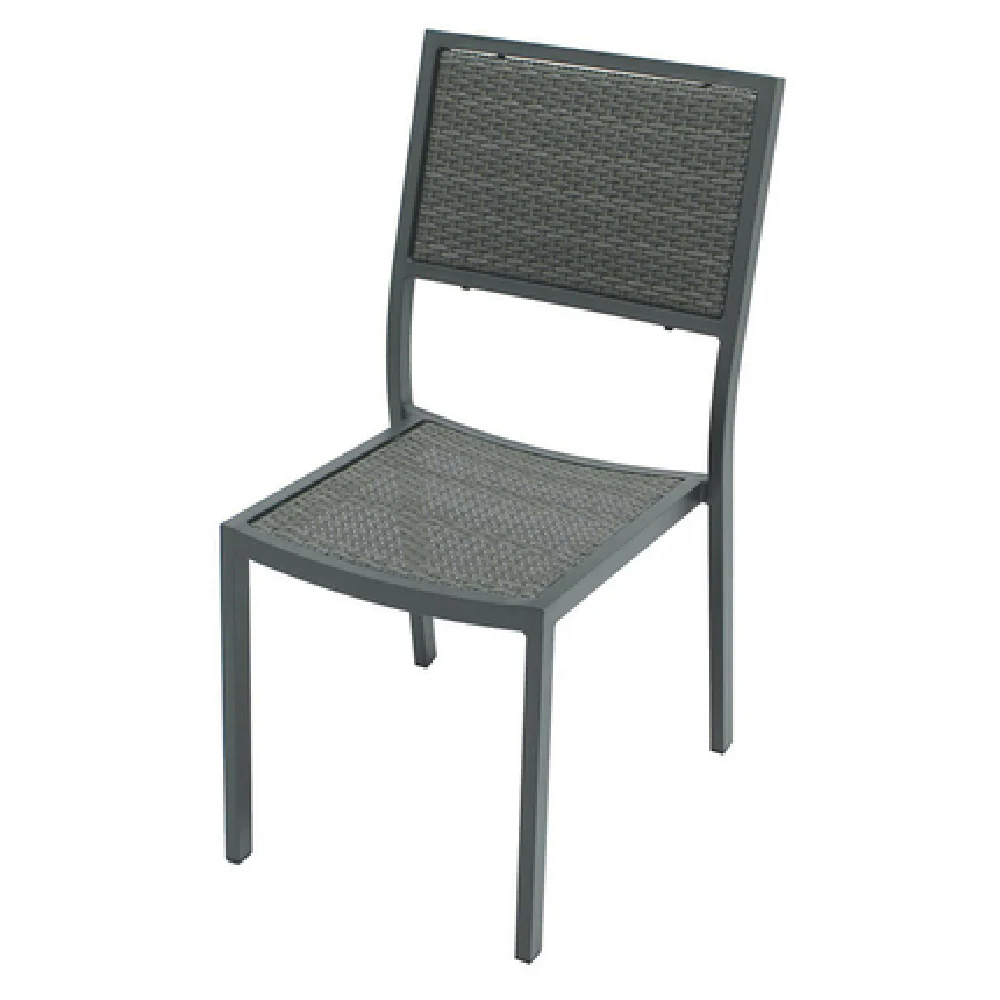 Plantation Prestige Commercial Furniture 8760700-0455 18 Inch Armless Stackable Side Chair Aluminum Gunmetal Finish Plantation Prestige Commercial Furniture 8760700-0455 18 Inch Armless Stackable Side Chair Aluminum Gunmetal Finish