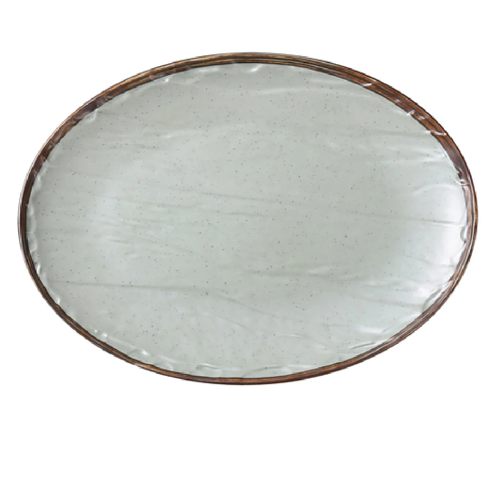 Yanco YO-2015 15 Inch Oval Plate Dishwasher Safe Melamine Matte Green