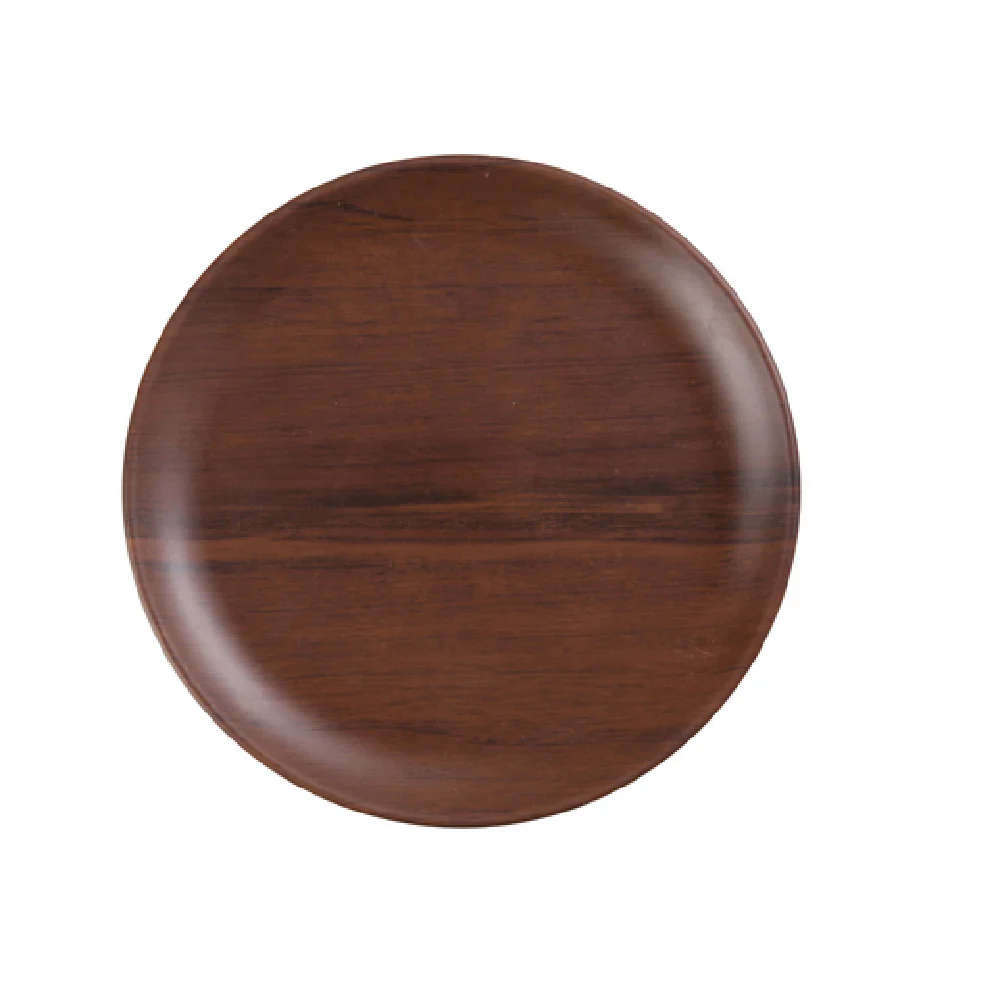Yanco WL-111 11 Inch Diameter Round Plate Melamine Wood Grain Rolled Edge