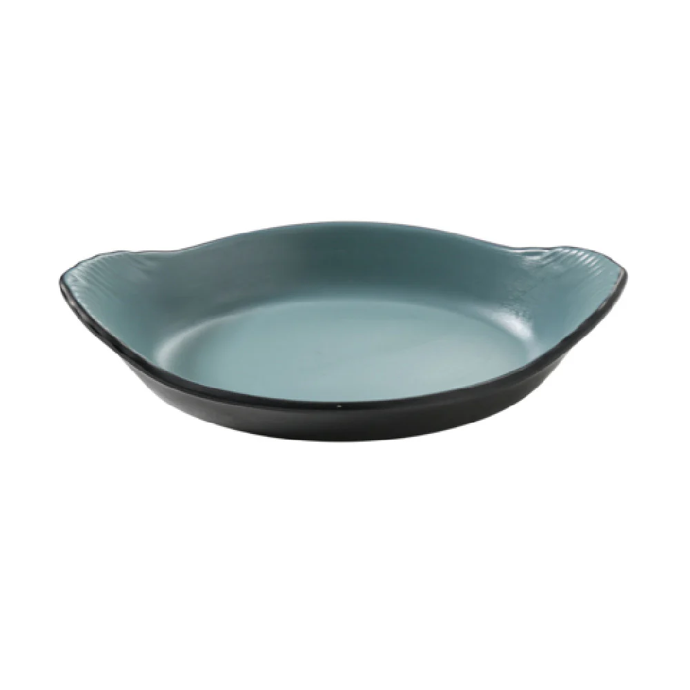 Yanco BM-608TL 8.75 Inch Rarebit Dish 10 Oz Melamine Two Tone Gray and Teal Yanco BM-608TL 8.75 Inch Rarebit Dish 10 Oz Melamine Two Tone Gray and Teal