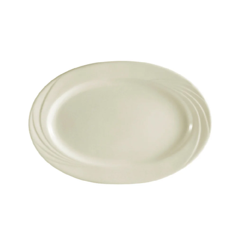 CAC China GAD-34 9-1/4 Inch Oval Embossed Platter Porcelain Bone White