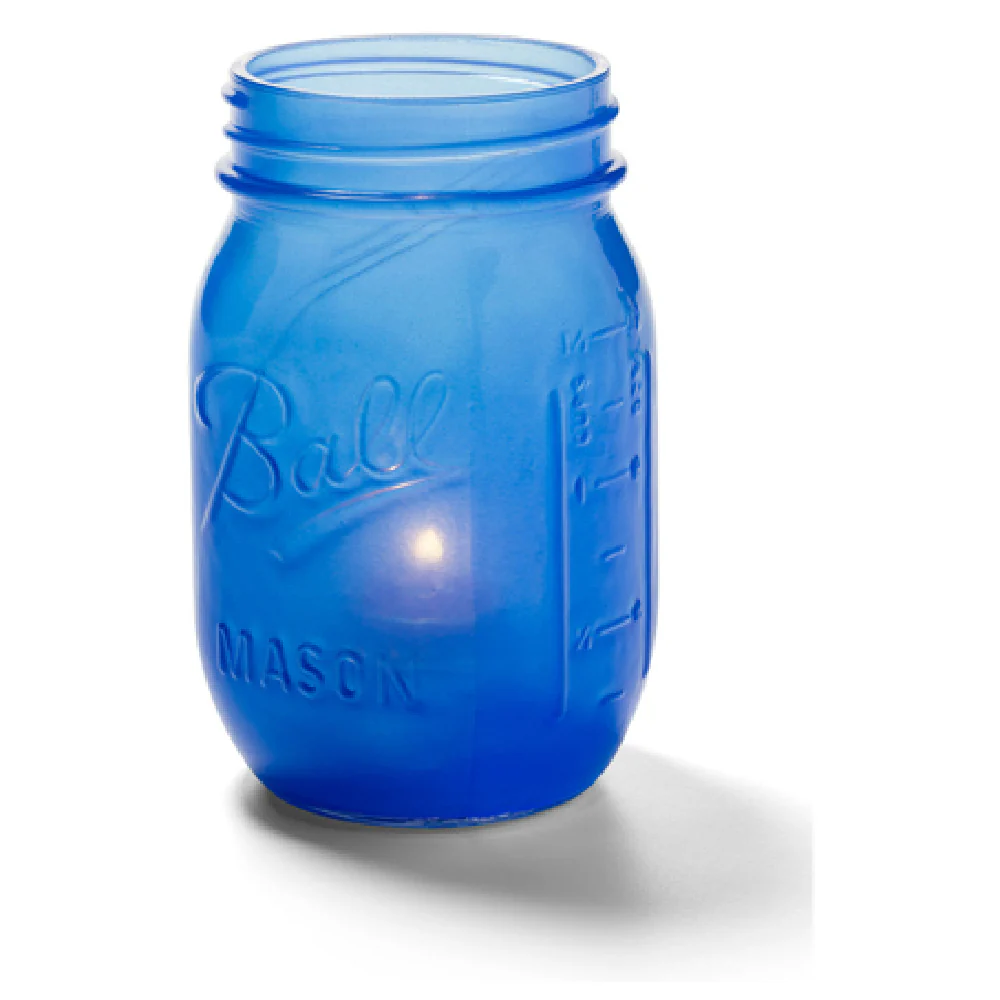 Hollowick 1600SDBL 3 Inch Diameter Candle Lamp Glass Canning Jar Satin Dark Blue