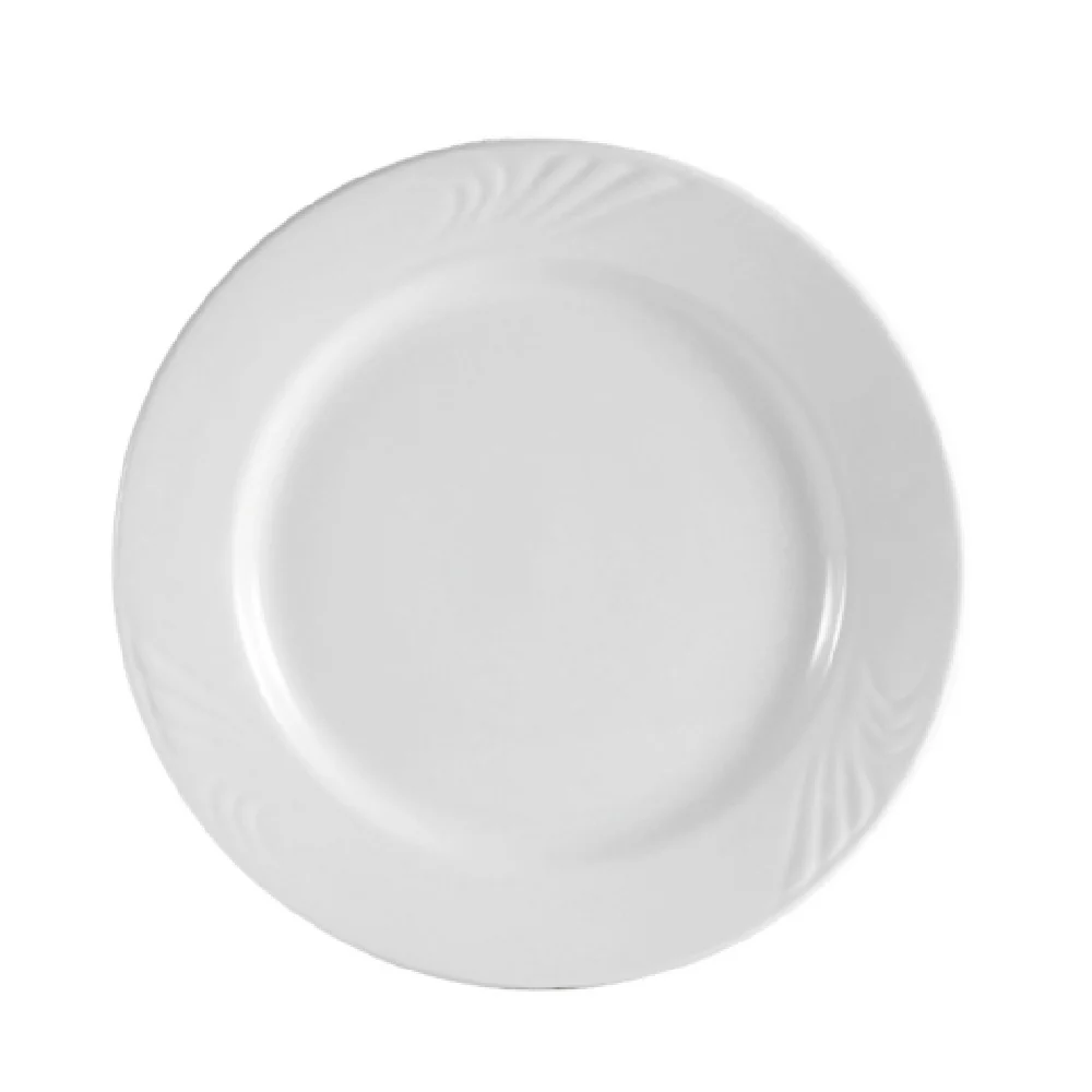 CAC China RSV-9 9-3/4 Inch Diameter Round Plate Porcelain Super White CAC China RSV-9 9-3/4 Inch Diameter Round Plate Porcelain Super White