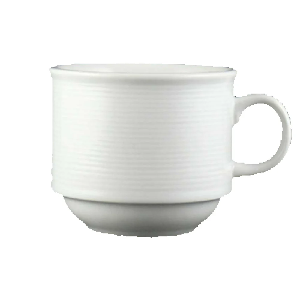 Vertex China RA-1S 7 Oz Cup with Handle Subtle Embossment Porcelain White