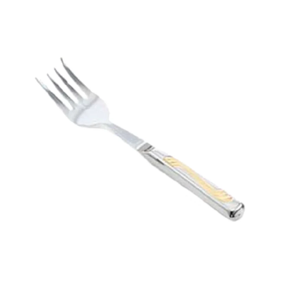 Vollrath 46649 10 3/8 Inch Hollow Handle Buffet Meat Fork Stainless Steel Gold Accents
