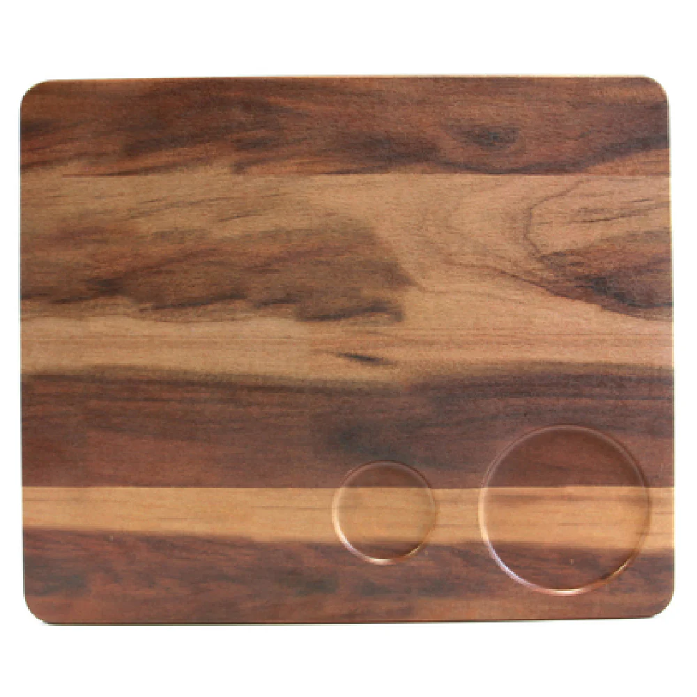 GET Enterprises M12105RC-HW Melamine Serving Board 12 Inch Faux Hickory Wood with Double Ramekin Compartments GET Enterprises M12105RC-HW Melamine Serving Board 12 Inch Faux Hickory Wood with Double Ramekin Compartments
