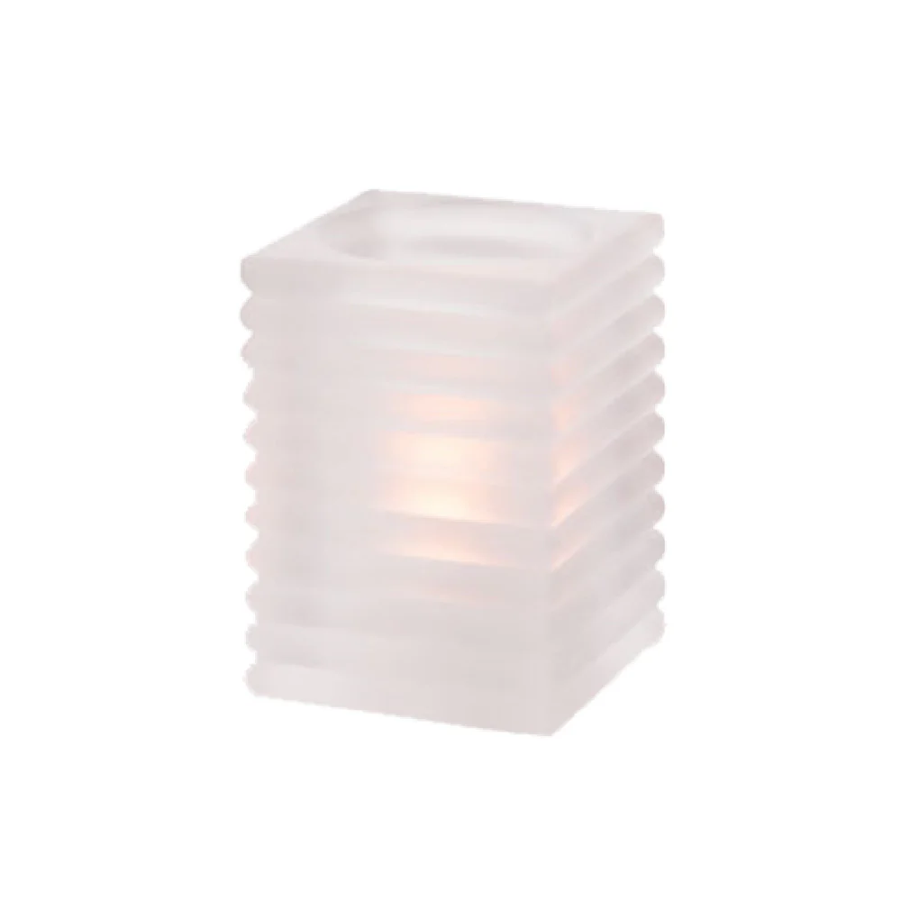 Hollowick 1511SC 2-7/8 Inch Rib Block Lamp Glass Horizontal with Satin Crystal Finish