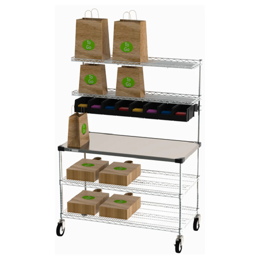 Metro CR2448DSS 48 Inch Mobile Delivery Staging Station with 5 Tiers Stainless Steel